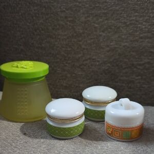 Avon White Cream Sachet Jar with Vintage Label